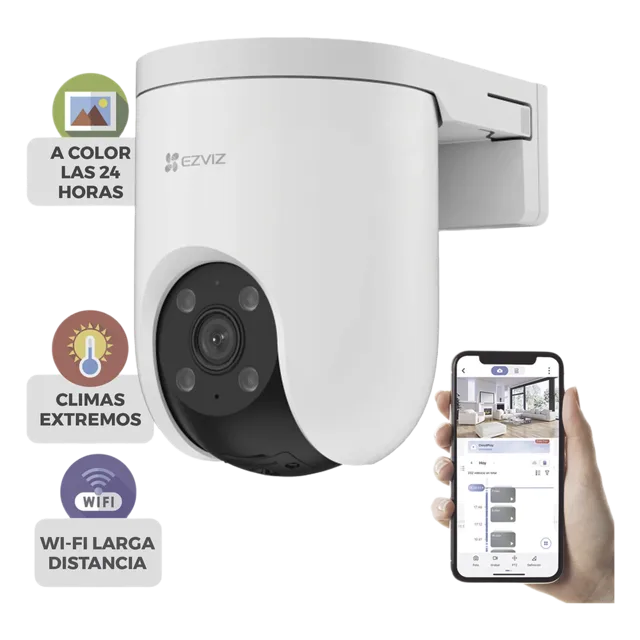 Cámara PT IP / 3 Megapixel (2K) / Visión Nocturna Color / Audio Bidireccional / Defensa Activa / IP65 / Wi-Fi y Ethernet RJ45