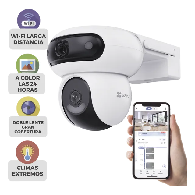 Cámara IP Doble PT / 8 Megapixel / Color Nocturna 40 m (131.2 ft) / Wi-Fi / IP65